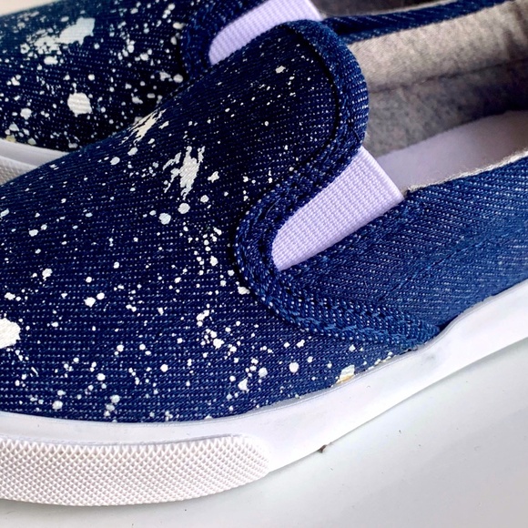 Gymboree Kids navy paint splatter slip on sneakers Boys Size 9 - Picture 2 of 10